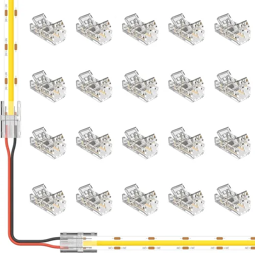 Vista 9 de MIWISE Kit de conectores de 0.315 in para tira LED COB de 2 pines, 10 conectores en forma de L, conectores de extensión sin soldadura para tiras