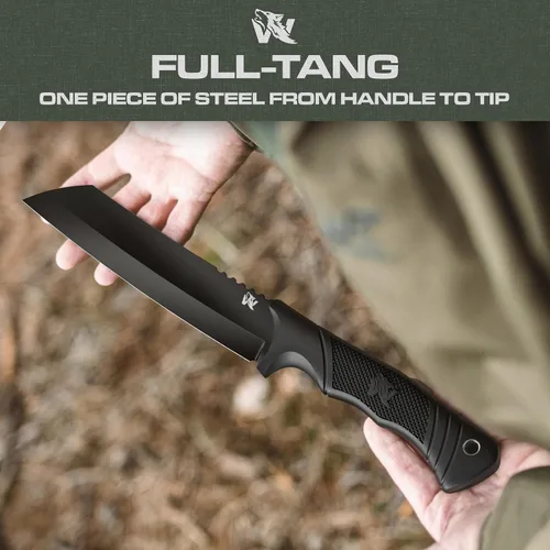 Vista 3 de ODENWOLF W Machete – Machete de supervivencia de espiga completa con funda – Cuchillo machete fuerte de acero D2 para cortar árboles, para trabajo