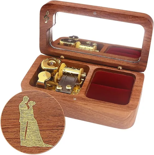 Vista 14 de SOFTALK Joyero de madera vintage para anillos musicales, regalos para propuestas, compromiso, boda, Navidad, cumpleaños, día de San Valentín