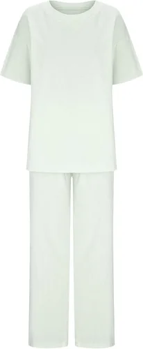 Vista 3 de TIMIFIS Conjuntos de dos piezas para mujer, blusas elegantes de lino de algodón de manga cortalarga, talla grande, pantalones anchos y largos