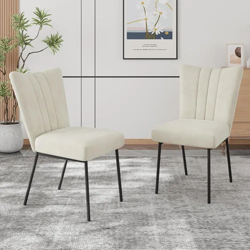 Vista 15 de ZckyCine Silla de comedor de piel sintética, silla de sala de estar, moderna silla auxiliar sin brazos de cocina con patas de metal