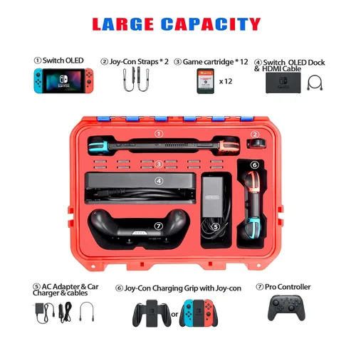 Vista 2 de YETEETH Carrying Storage Case for Nintendo SwitchSwitch OLED Model (2021), Portable Full Protection Travel Professional Deluxe Waterproof Soft