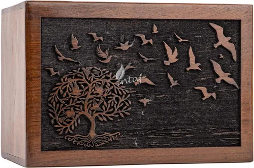 Vista 4 de Urna de cremación para cenizas humanas, adulto, hombre y mujer, caja de madera del árbol de la vida, urna para cenizas – Urna funeraria decorativa