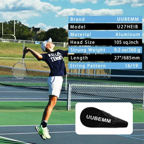 Vista 2 de UUBEMM Raquetas de tenis para 2 jugadores recreativas para adultos, raquetas de tenis ligeras para entrenamiento de estudiantes principiantes, juego