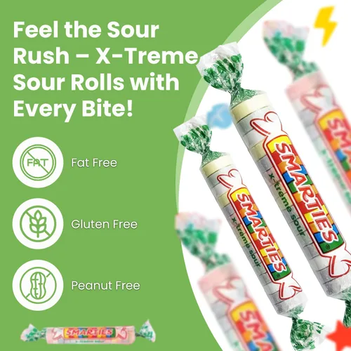 Vista 2 de Smarties X-treme Sour Candies - Caramelos agrios sin gluten, sin maní, sin lácteos, perfectos para fiestas, mezclas de dulces y Halloween, dulces a