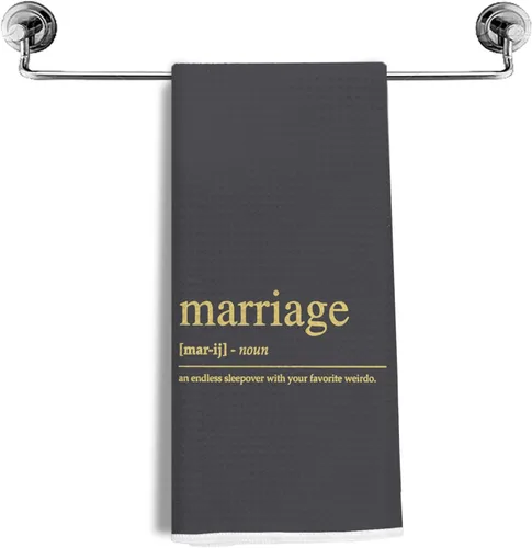 Vista 9 de Regalos de boda para parejas, recién casados, regalos de matrimonio, toallas de cocina para matrimonio, toallas de tejido de gofre de definición