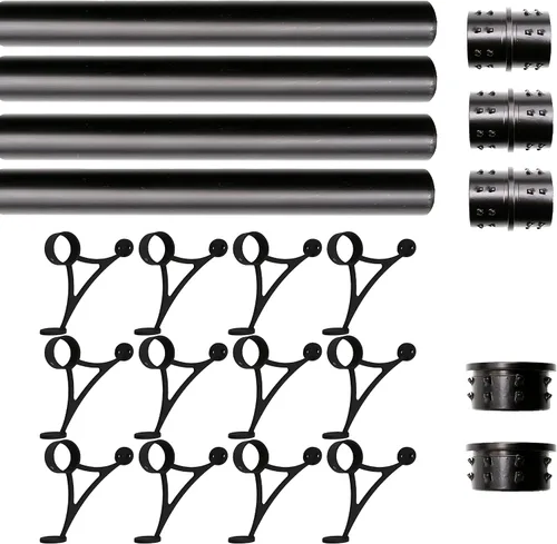 Vista 17 de Kit de riel de barra de acero inoxidable de 2 pies, juego de tubos de acero inoxidable 304 de 2 pulgadas con 2 soportes combinados, 2 tapas finales