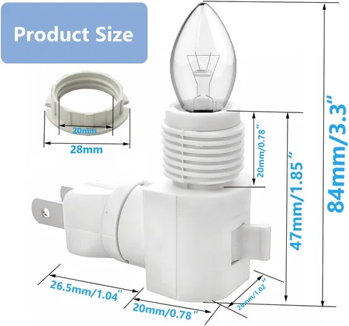 Vista 2 de Módulo de luz nocturna enchufable con interruptor de encendido/apagado, luz de pared giratoria de 360° con anillo de fijación de pantalla G9