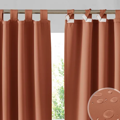 Vista 9 de RYB HOME Cortinas para Exteriores para Patio - 2 Paneles Cortinas para Exteriores Desmontables con Parte Superior Adhesiva Impermeables Opacas