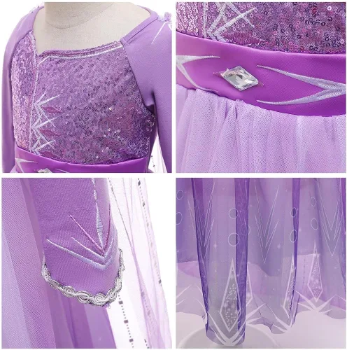 Vista 4 de REXREII Rapunzel - Disfraz de princesa Sofía para niñas disfraz de Halloween Navidad desfile fiesta de cumpleaños noche