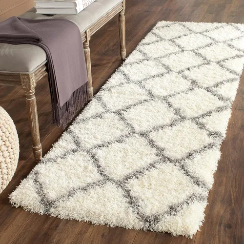 Vista 5 de SAFAVIEH Colección Montreal Shag SGM866C Trellis que no desprende pelusa para sala de estar, dormitorio, comedor y entrada, alfombra decorativa