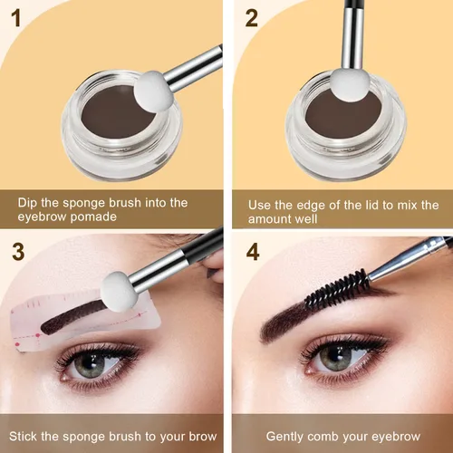 Vista 5 de 6 piezas de esponja de base para polvo, esponja de maquillaje con mango, esponjas de maquillaje de hongos, esponja correctora, cepillo de Negro