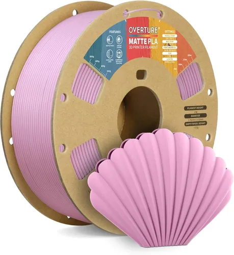 Vista 14 de OVERTURE Matte PLA Filament 1.75mm 1kg for FDM 3D Printer (Baby Pink)