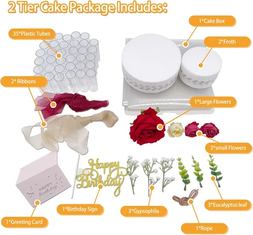 Vista 4 de Cajas de regalo en efectivo, caja de regalo de feliz cumpleaños, caja de regalo de dinero, pastel de flores falsas, caja de regalo de cumpleaños