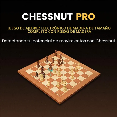 Vista 2 de Chessnut Tablero de ajedrez electrónico de tamaño profesional de torneo: tablero de 21.7 in, reconocimiento completo de piezas de madera