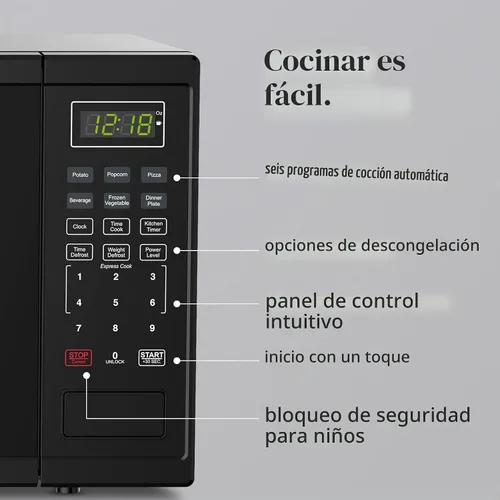 Vista 3 de Farberware - Horno microondas de encimera de 1.1 pies cúbicos – 1000 vatios de potencia, configuraciones de cocción automática, descongelación Negro