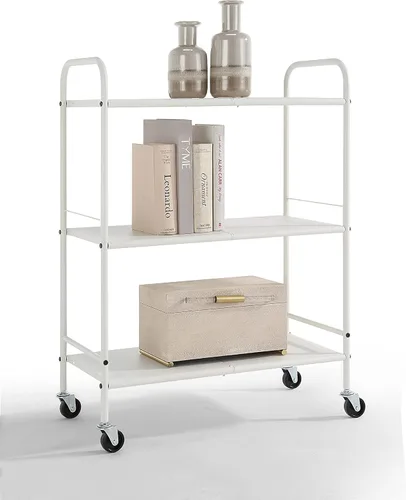 Vista 8 de SunnyPoint Carrito de manualidades organizador con ruedas de metal (grande, BLK)