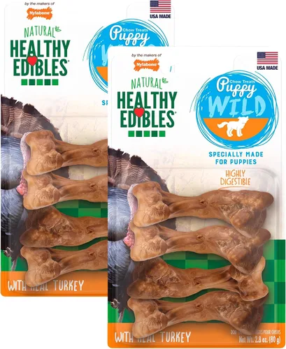 Vista 11 de Nylabone Healthy Edibles WILD - Golosinas masticables naturales de larga duración con sabor a pavo para perros, pequeños/regulares (4 unidades)