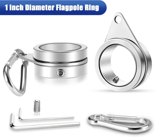Vista 8 de Anillos giratorios de asta de bandera de 1 pulgada, clips giratorios de aleación de aluminio anti-envoltura de 360°, anillos giratorios de montaje