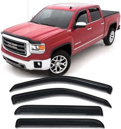 Vista 15 de 94515 Deflectores de viento para ventana Chevy Silverado/GMC Sierra 1500/2500HD/3500HD Crew Cab y Yukon XL/Suburban/Avalanche, protectores de lluvia