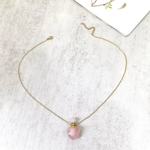 Vista 10 de Perfume Bottle Necklace Heart Shape, Amethyst Necklace Healing Crystal for Women, Essential Oil Diffuser Bottle Necklace Jewelry for Liquid