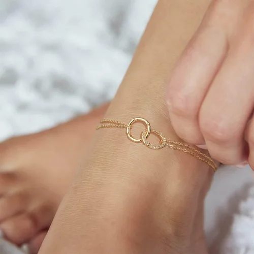Vista 2 de MEVECCO Women Dainty Gold Anklet for Women,14K Gold Plated Cubic Zircon Boho Beach Jewelry Delicate Cute Audjustable Chain Ankle for Women