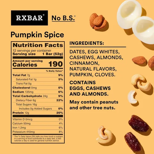 Vista 2 de RXBAR, Barrita de proteínas con chispas de chocolate, 1.83 onzas (paquete de 24), barritas de desayuno, aperitivo alto en proteínas