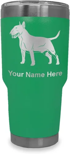 Vista 7 de LaserGram Vaso aislado al vacío de 20 onzas, perro Bull Terrier, grabado personalizado incluido (negro) Engraved Gift for Dog Lovers, Vacuum