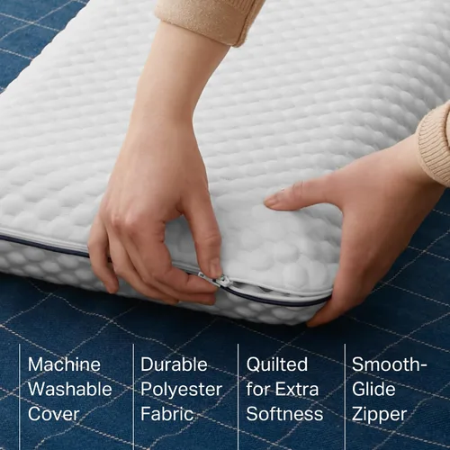 Vista 14 de WEEKENDER Almohada de espuma viscoelástica de gel, tamaño estándar, sensación firme media, soporte para cuello y hombros, para dormir de lado