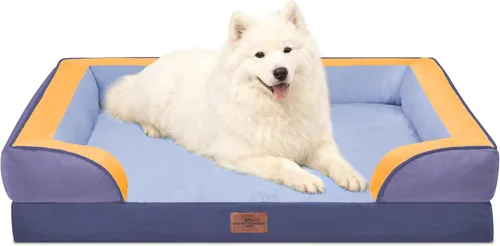Vista 56 de Comfort Expression - Cama ortopédica para perros medianos, 28 x 19 pulgadas, cama impermeable y de apoyo de espuma con cojines removibles, sofá