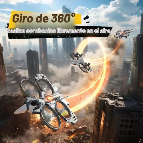 Vista 3 de DEERC HT15 – Dron RC de doble modo para niños, helicóptero dron mini de aire y tierra, juguete de menos de 100 g sin necesidad de licencia, con 2