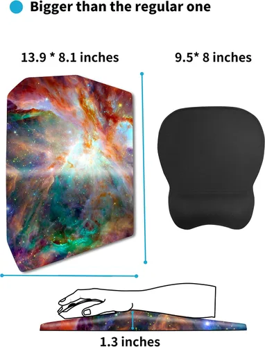 Vista 2 de SOUNDANCE Alfombrilla ergonómica para mouse con reposamuñecas de espuma viscoelástica, estrellas naranjas