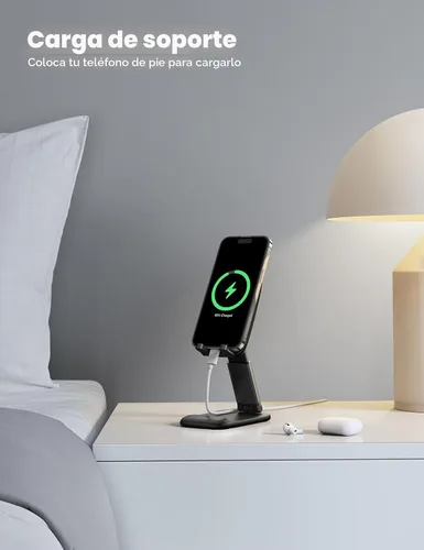 Vista 3 de Lamicall Soporte de teléfono celular para escritorio, soporte de teléfono 1-negro