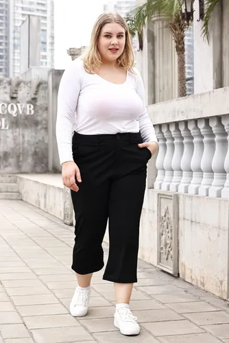 Vista 5 de Bamans Capris para mujer, talla grande, para verano, pierna recta, con lazo para cinturón, pantalones capri con bolsillos