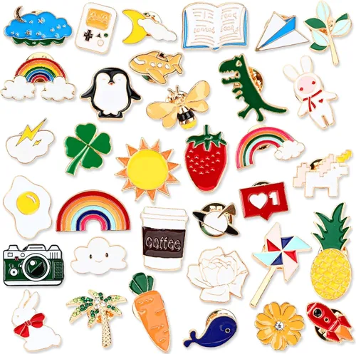 Vista 28 de 36 PCS Pines de Esmalte del Oeste Insignias de Solapa del Oeste a Granel Tema Marrón Pines de Broche del Oeste para Ropa Bolsas Mochila Sombrero