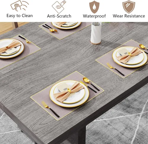 Vista 7 de Loomie Mesa de comedor de 70.8 pulgadas, mesa de cocina rústica para 6-8 personas, muebles de comedor grandes, mesa rectangular para sala de estar