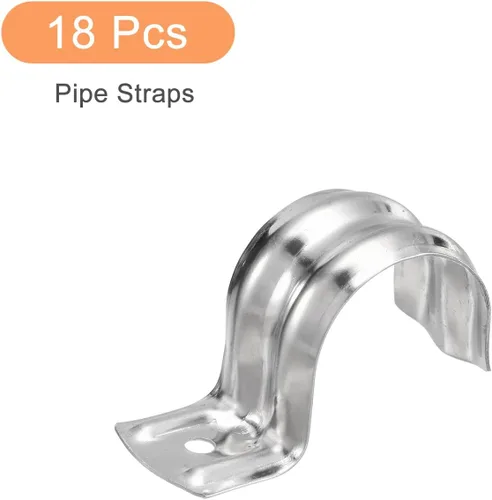 Vista 3 de uxcell 18 correas de tubo rígidas de 1 pulgada, correas de un agujero en forma de R, abrazadera de tubo de acero inoxidable para instalación