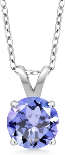 Vista 52 de Gem Stone King Collar con colgante solitario de plata de ley 925 de 0.236 in con piedra natal redonda Collar de 4 puntas para mujer Con cadena