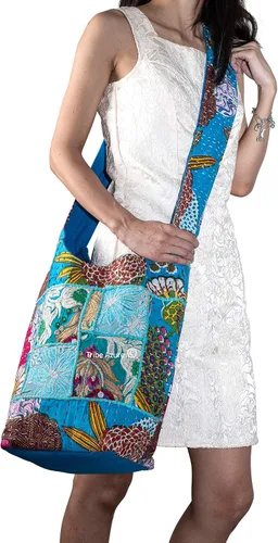 Vista 8 de Tribe Azure - Bolso bandolera de lona para mujer, estilo hobo, floral, para verano, bohemio