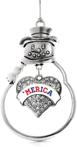 Vista 157 de Colgante de plata con diseño de Detroit con forma de corazón y muñeco de nieve con circonitas cúbicas