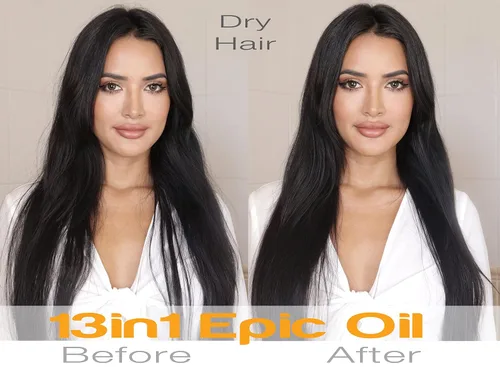 Vista 5 de Aceite para el cabello épico 13 en 1 con aceite de argán y aceite de coco, para todo tipo de cabello, vegano, sin sulfatos, sin parabenos