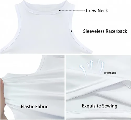 Vista 6 de YEXIATODO Camisetas sin mangas para mujer, camisetas cortas sin mangas para salir