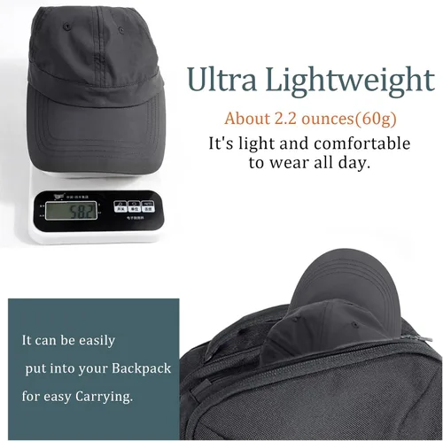 Vista 51 de Gorra de béisbol impermeable para hombre, sombrero de lluvia plegable para correr al aire libre, sombrero de pesca solar