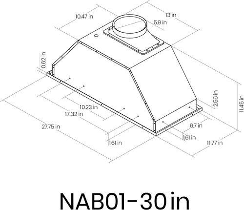 Vista 6 de EKON NAB01-30IN 900CFM - Campanas extractoras integradas sin conductos con control de panel táctil suave de 4 velocidades/filtros aptos