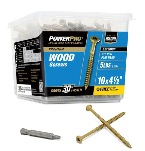 Vista 27 de Power Pro Tornillos de madera para exteriores de alta calidad, tornillos de cubierta multiusos #8 x 1-1/4 pulgadas para proyectos al aire libre