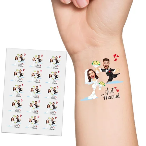 Vista 20 de YESCUSTOM Tatuajes temporales personalizados con foto, tatuaje facial personalizado con logotipo para adultos, parejas, mujeres, hombres, tatuajes