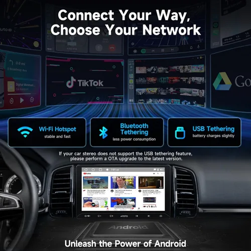 Vista 2 de ATOTOZONE A5L 10.1 pulgadas AI Android Doble DIN Estéreo, radio Bluetooth con CarPlay inalámbrico y pantalla táctil automática Android, WiFi/USB
