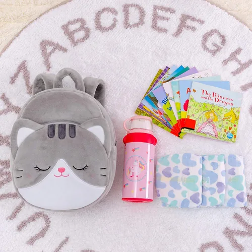 Vista 51 de Lazada Mochila para niños pequeños, juguetes de animales de peluche, mochila pequeña, color gris, 9.5 pulgadas