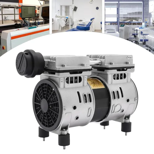 Vista 2 de Bomba de vacío de 370 W/110 V, bomba de aire de vacío de pistón sin aceite de gran flujo para máquina laminadora automática, flujo de aire de 100