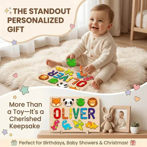 Vista 2 de Rompecabezas de nombre personalizado para niños, regalo de juguetes personalizados para bebés, rompecabezas de nombre personalizados para niños